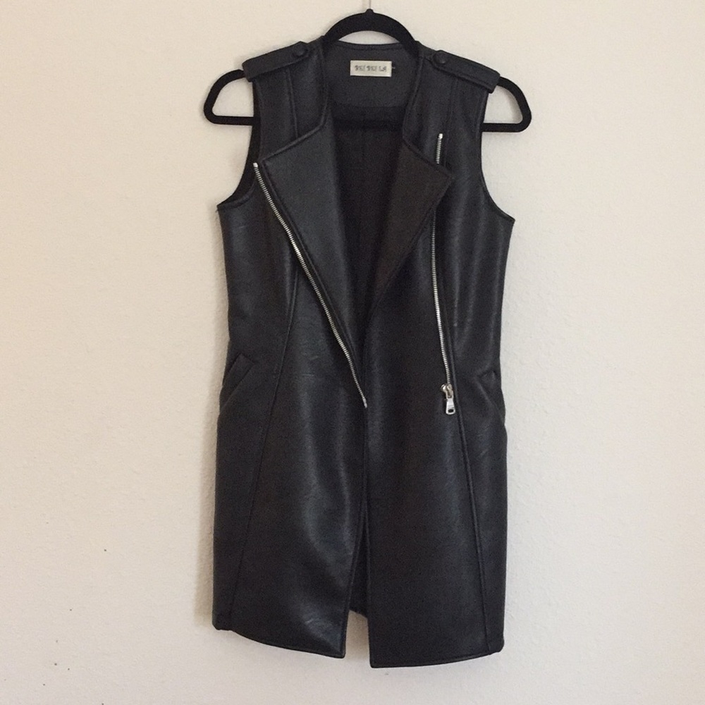 Faux leather vest